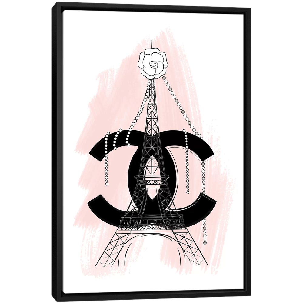 Chanel-Paris-Black-Framed-Canvas-Stretched-Wrapped-Canvas-Print-Wall-Art-Decor Chanel Paris - Black Framed Canvas