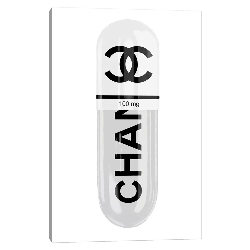 Chanel-White-100MG-Black-Framed-Canvas-Stretched-Wrapped-Canvas-Print-Wall-Art-Decor-1 Stretched Wrapped Canvas Print