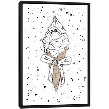 Dior Ice Cream - Black Framed Canvas