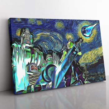 Final Fantasy 7 Starry Night Midgar Canvas Poster Print Wall Art Decor