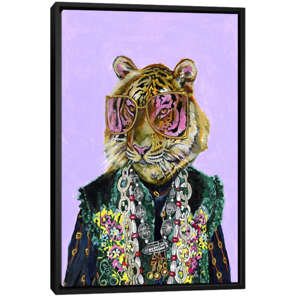 Gucci-Bengal-Tiger-Black-Framed-Canvas-Stretched-Wrapped-Canvas-Print-Wall-Art-Decor Gucci Bengal Tiger - Black Framed Canvas