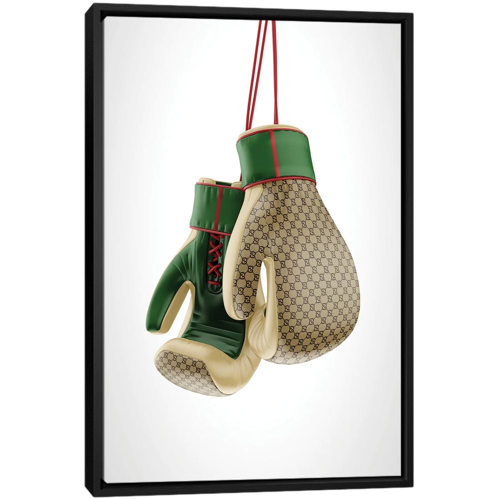 Gucci-Boxing-Gloves-Black-Framed-Canvas-Stretched-Wrapped-Canvas-Print-Wall-Art-Decor Gucci Boxing Gloves - Black Framed Canvas