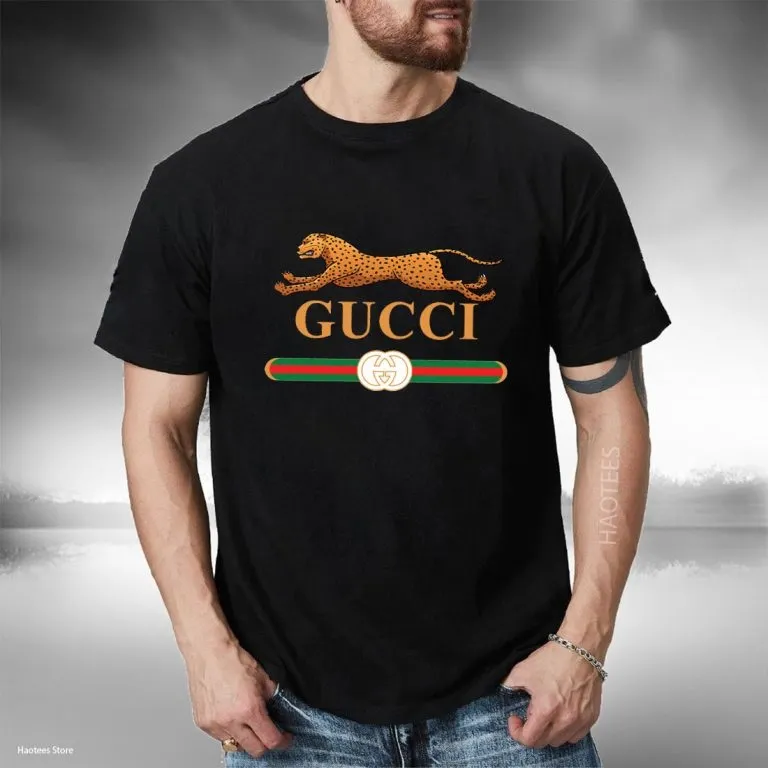 Gucci-Leopard-Black-Luxury-Brand-Unisex-T-Shirt-Kid-T-Shirt-LTS029 Gucci Leopard Black Luxury Brand Unisex T-Shirt Kid T-Shirt LTS029