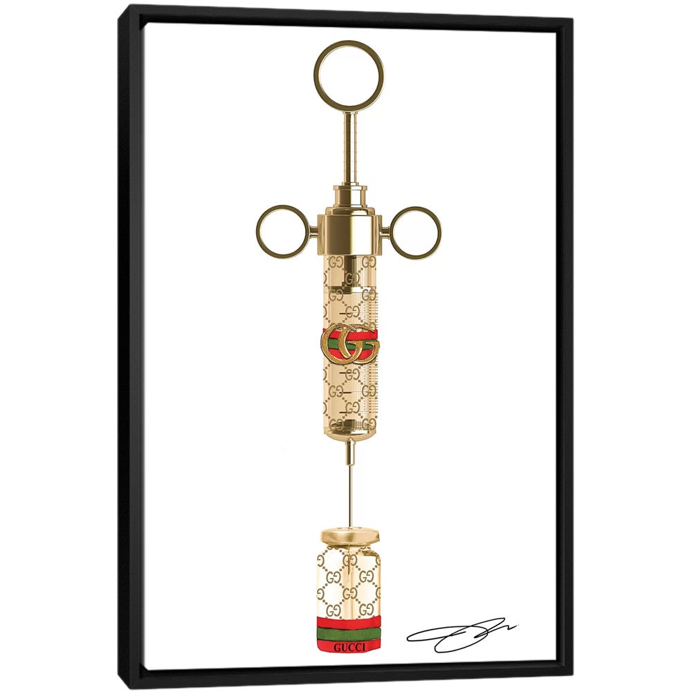 Shot-Of-Gucci-Black-Framed-Canvas-Stretched-Wrapped-Canvas-Print-Wall-Art-Decor Shot Of Gucci - Black Framed Canvas