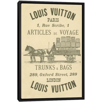 Vintage Woodgrain Louis Vuitton Sign 3 - Black Framed Canvas