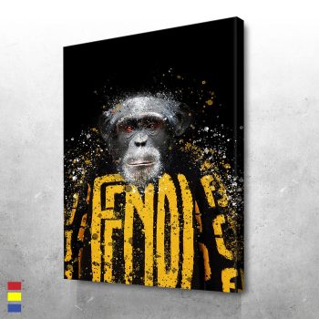 FF Chimp and Vibrant Colors in Luxury Artwork Fendi Canvas Poster Print Wall Art Decor
