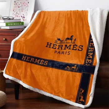Hermes Orange Luxury Brand Premium Fleece Sherpa Blanket Sofa Bedding Room Decor BL3003
