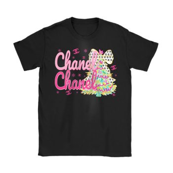 Colorful Glitter Holly Jolly Coquette Christmas Tree Chanel Unisex T-Shirt Cotton Tee TAT21993