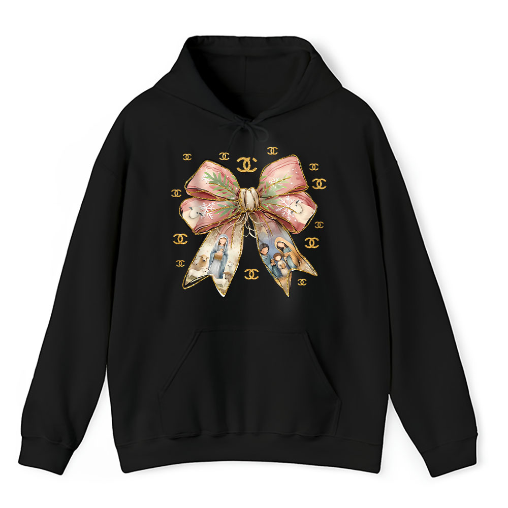 Jesus-Christmas-Coquette-Bow-Chanel-Unisex-Hoodie-TAH22098-1