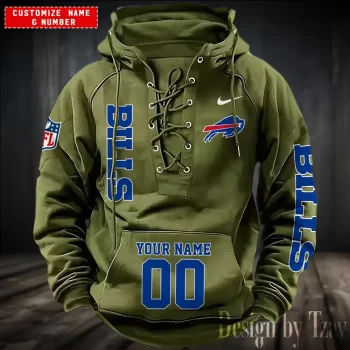 Buffalo Bills Hooded Lace-up Vintage Hoodie RETRO1140