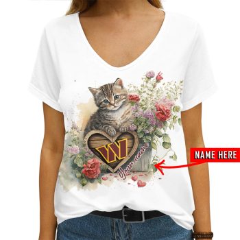 Washington Commanders Personalized V-neck Women T-shirt  VNT1485